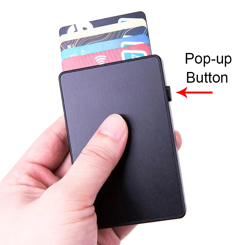 YUECIMIE Gold Thin Pop Up ID RFID Card Holder For Man Slim Men's Card Wallet RFID Creative Credit Card Case For Women Female