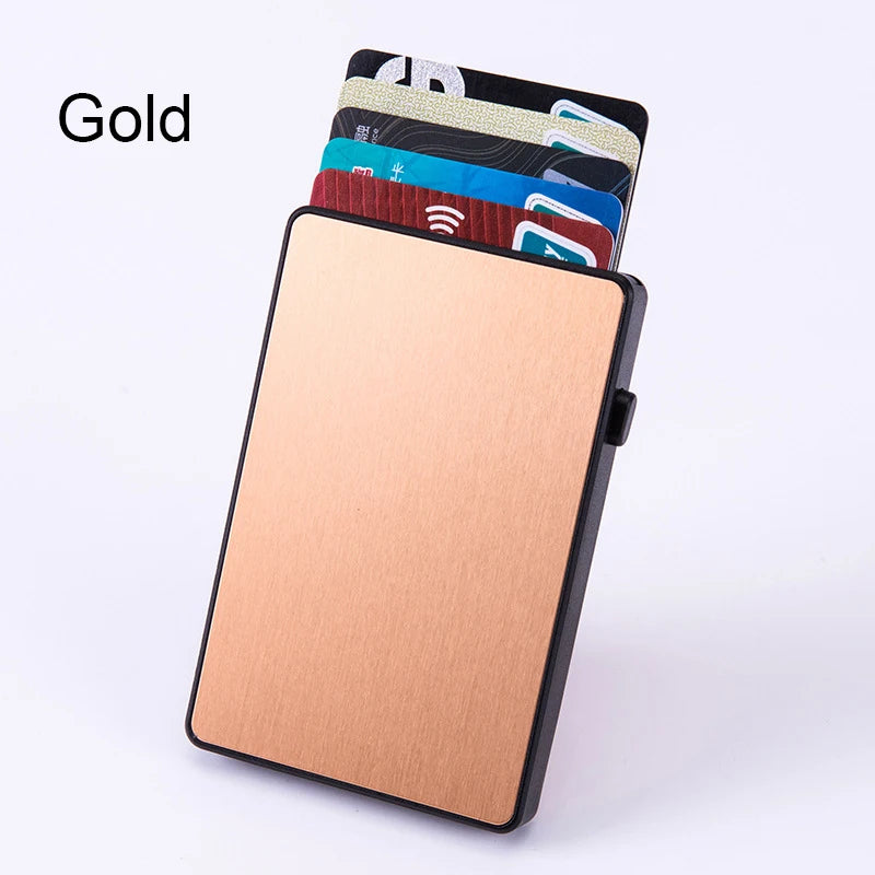 YUECIMIE Gold Thin Pop Up ID RFID Card Holder For Man Slim Men's Card Wallet RFID Creative Credit Card Case For Women Female