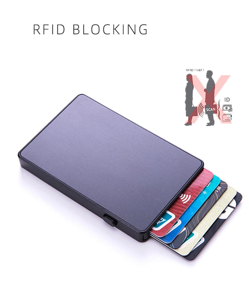 YUECIMIE Gold Thin Pop Up ID RFID Card Holder For Man Slim Men's Card Wallet RFID Creative Credit Card Case For Women Female