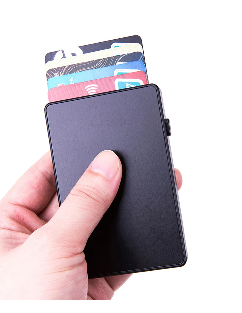 YUECIMIE Gold Thin Pop Up ID RFID Card Holder For Man Slim Men's Card Wallet RFID Creative Credit Card Case For Women Female