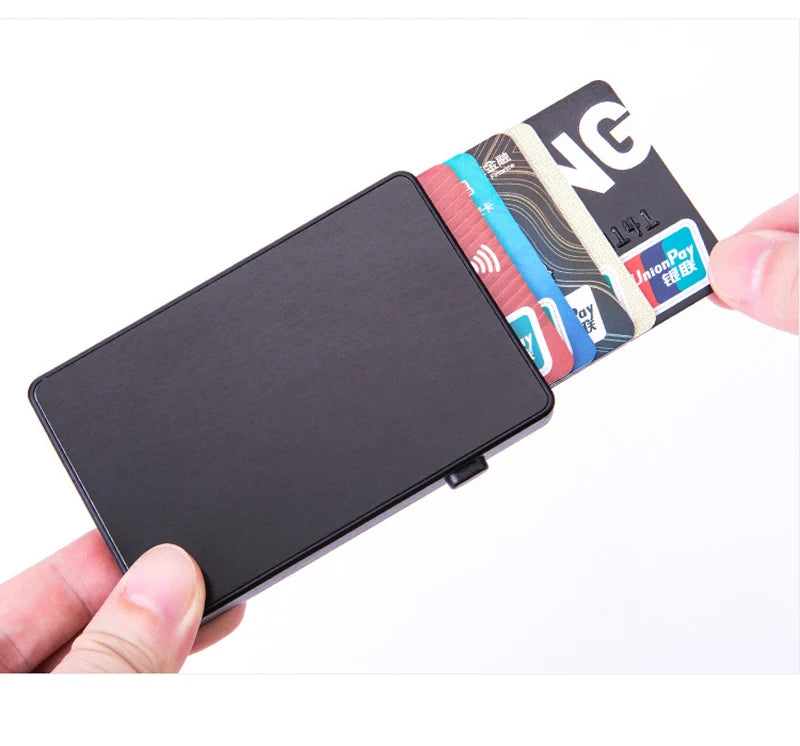 YUECIMIE Gold Thin Pop Up ID RFID Card Holder For Man Slim Men's Card Wallet RFID Creative Credit Card Case For Women Female