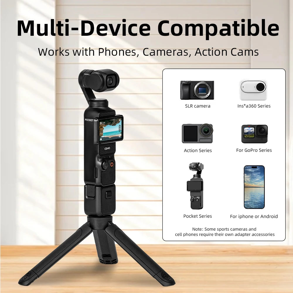 Extendable Mini Tripod For With 1/4 Inch Screw Stand Compatible With Phone Clip And Other