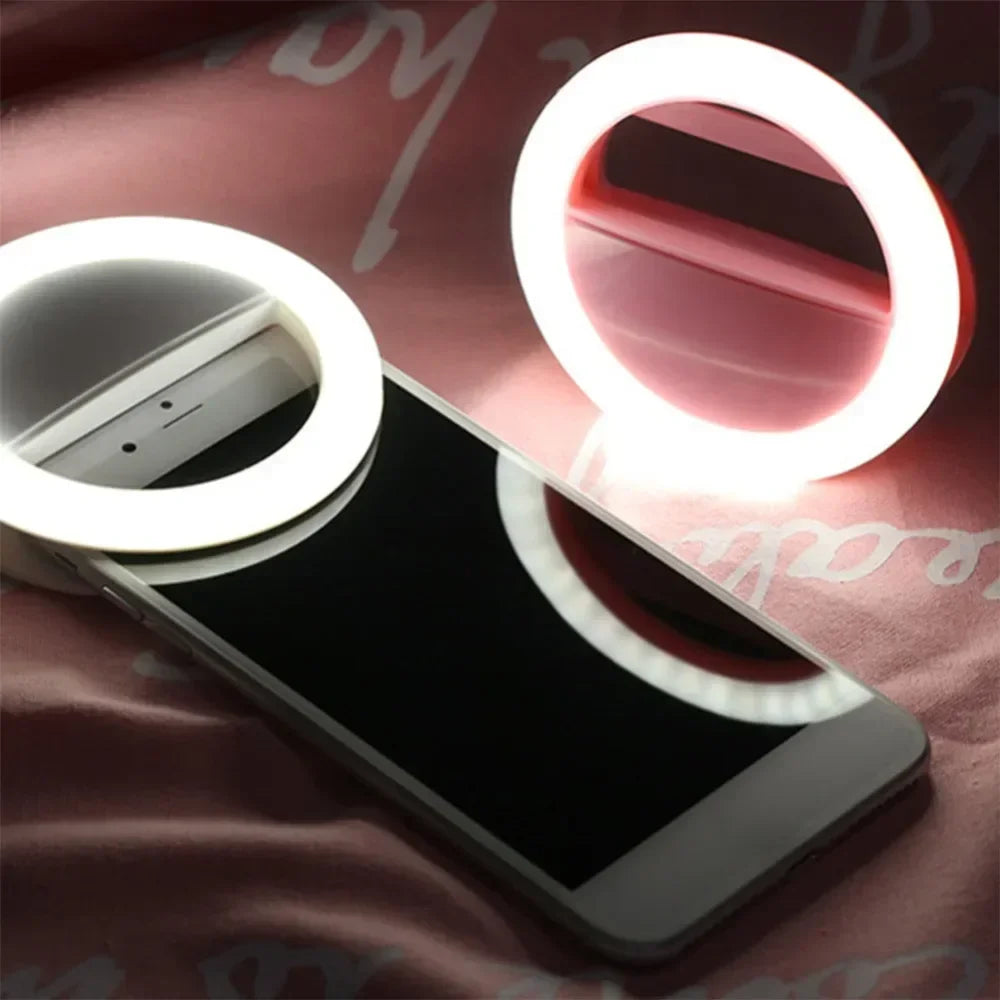 LED Selfie Ring Light Mobile Phone Clip-On Lamp Portable USB Charge LED Selfie Light Ins Flash Light Photo Camera For Smartphone