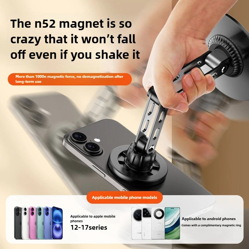 Universal Strong Magnetic Metal Desktop Mobile Phone Holder Stand Rotatable Stable Desk Lazy Holder for IPhone 17 16 Pro Max