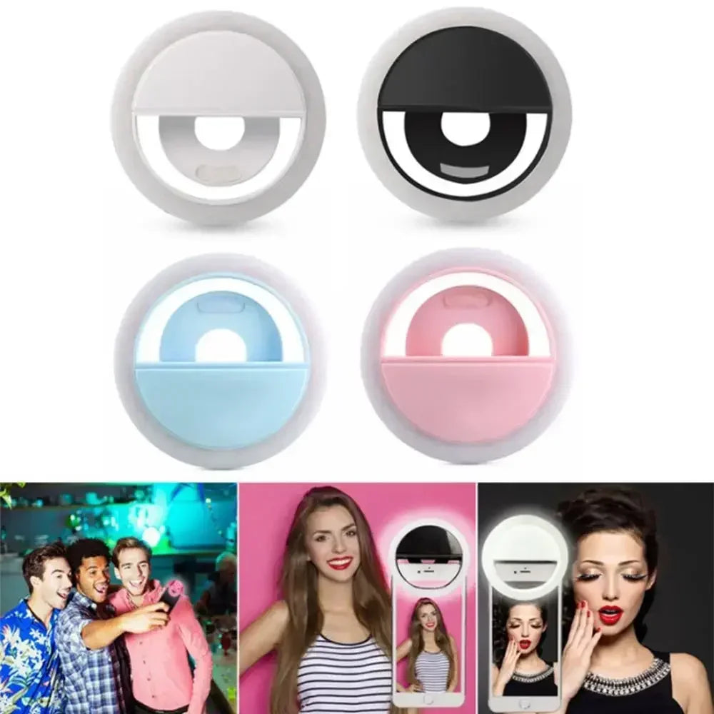 LED Selfie Ring Light Mobile Phone Clip-On Lamp Portable USB Charge LED Selfie Light Ins Flash Light Photo Camera For Smartphone