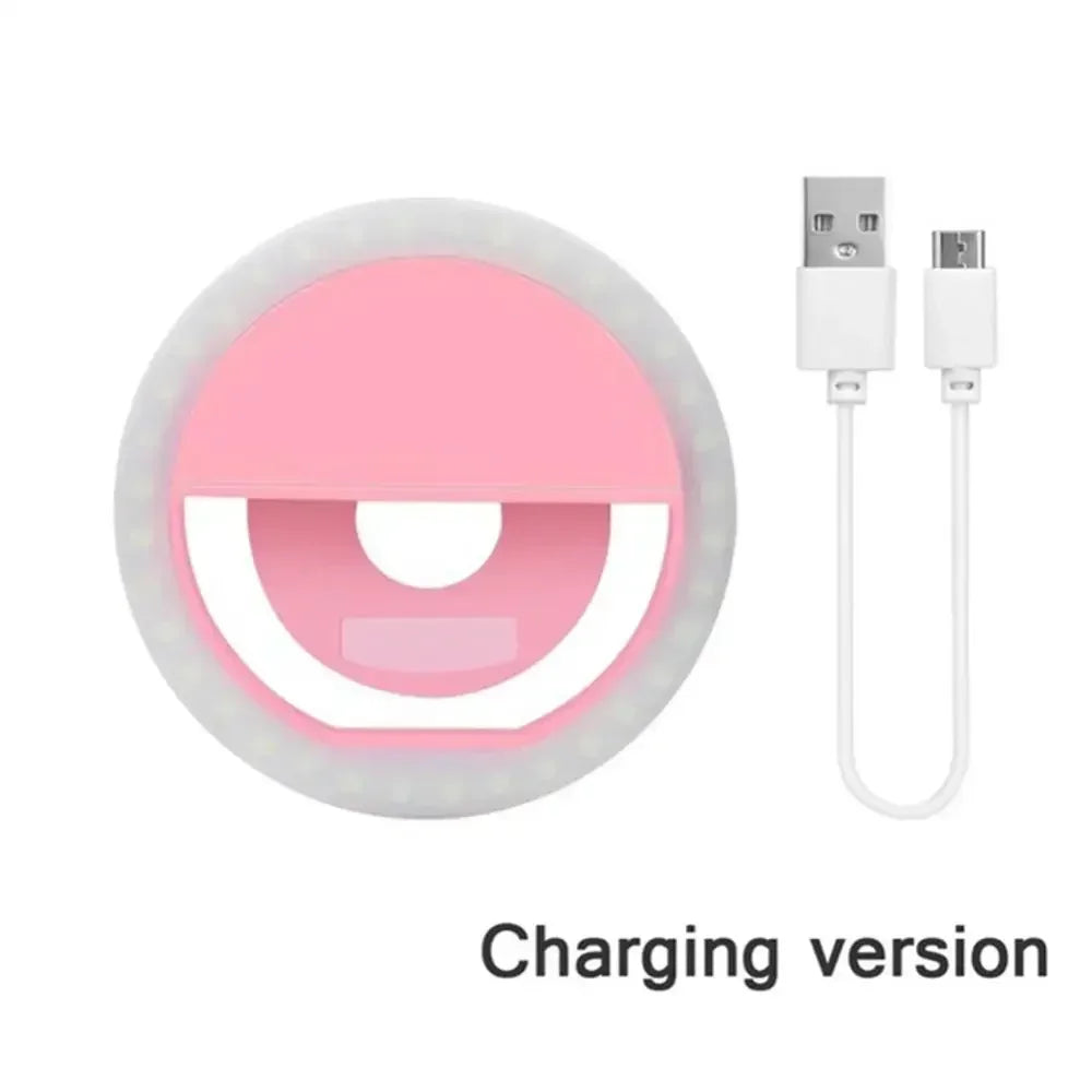 LED Selfie Ring Light Mobile Phone Clip-On Lamp Portable USB Charge LED Selfie Light Ins Flash Light Photo Camera For Smartphone