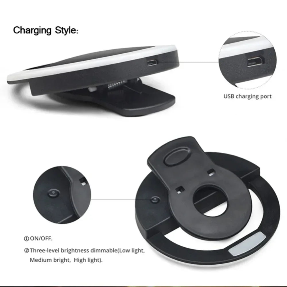 LED Selfie Ring Light Mobile Phone Clip-On Lamp Portable USB Charge LED Selfie Light Ins Flash Light Photo Camera For Smartphone