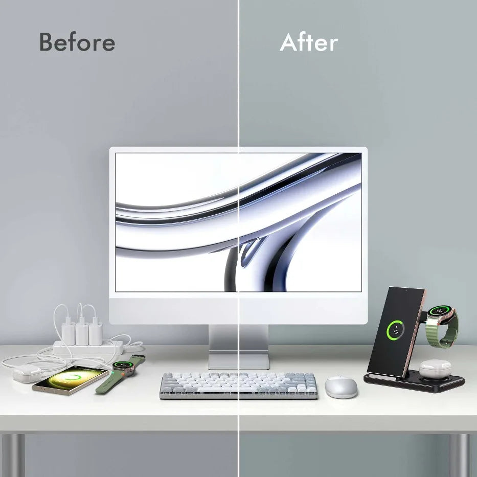 3 in 1 Foldable Wireless Charger Stand For Samsung S24 S23 S22 Galaxy Watch 8 7 6 5 4 Active 1 2 Buds Pro Fast Charging Station