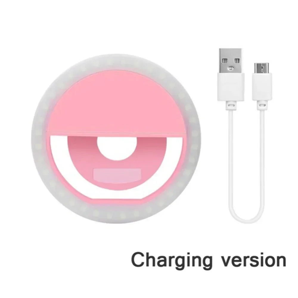 LED Selfie Ring Light Mobile Phone Clip-On Lamp Portable USB Charge LED Selfie Light Ins Flash Light Photo Camera For Smartphone