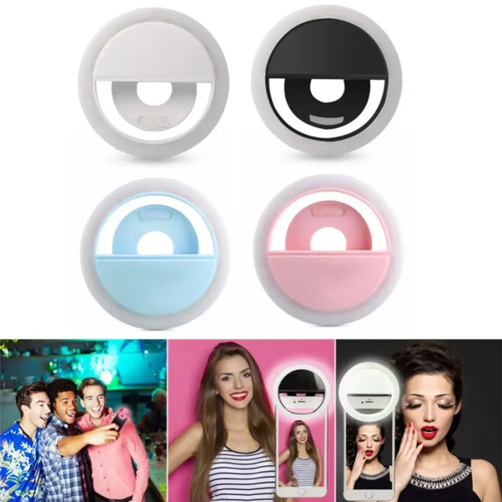 LED Selfie Ring Light Mobile Phone Clip-On Lamp Portable USB Charge LED Selfie Light Ins Flash Light Photo Camera For Smartphone
