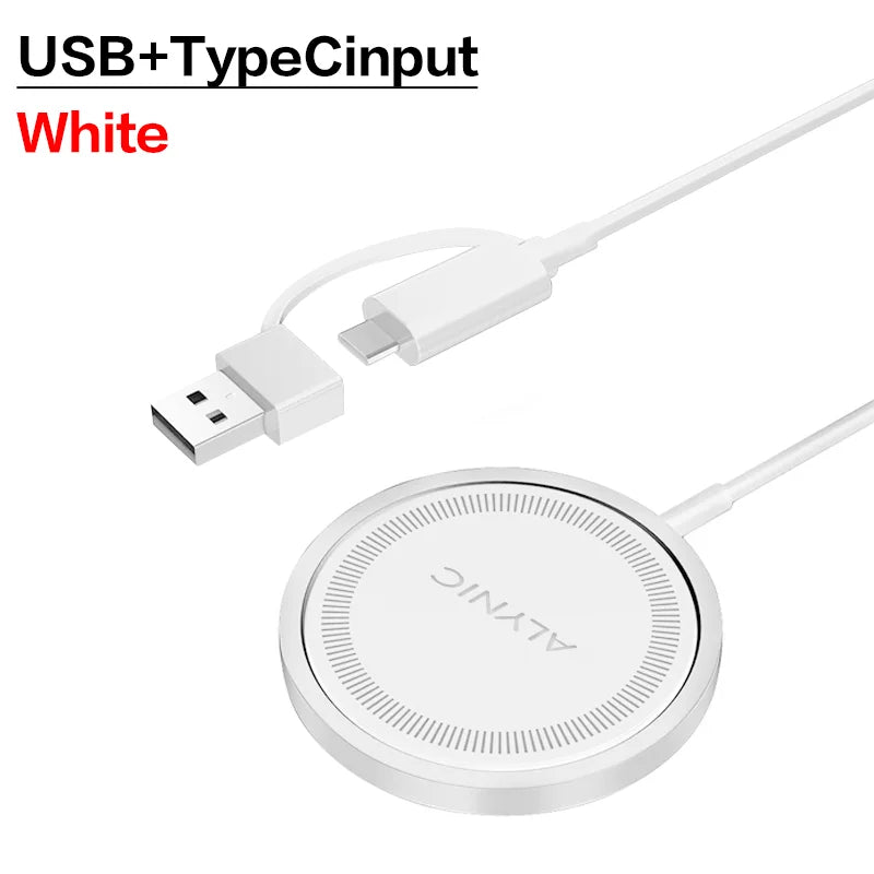 Magnetic Wireless Fast Charger Dual USB Port Mini Charging Pad For iPhone 17 16 15 14 13 12 Pro Max Universal Phone Accessory