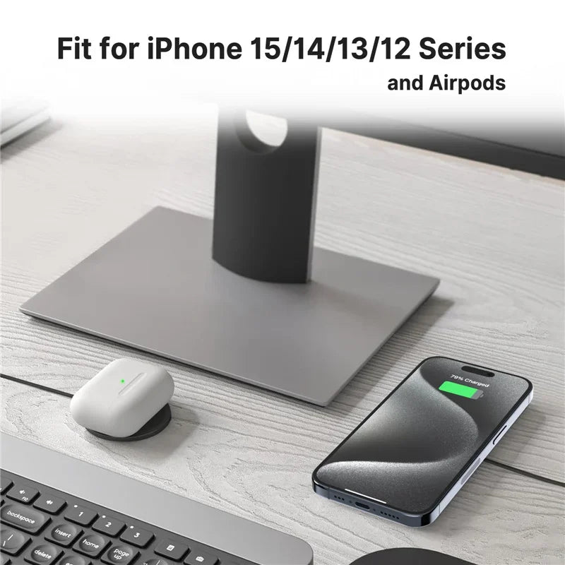 Magnetic Wireless Fast Charger Dual USB Port Mini Charging Pad For iPhone 17 16 15 14 13 12 Pro Max Universal Phone Accessory