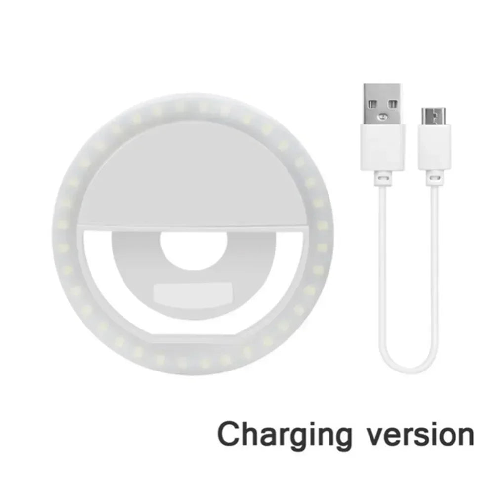 LED Selfie Ring Light Mobile Phone Clip-On Lamp Portable USB Charge LED Selfie Light Ins Flash Light Photo Camera For Smartphone