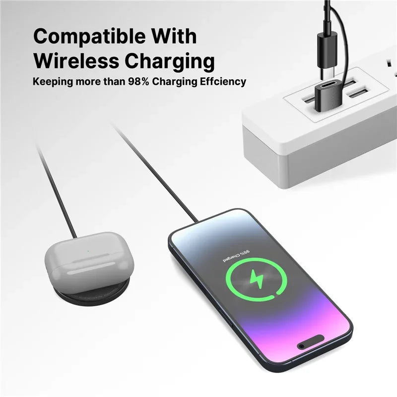 Magnetic Wireless Fast Charger Dual USB Port Mini Charging Pad For iPhone 17 16 15 14 13 12 Pro Max Universal Phone Accessory
