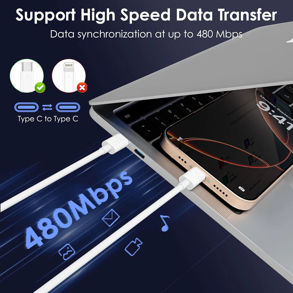 USB C to Type C Fast Charging Cable for Xiaomi Huawei Samsung Iphone 17 16 15 Series 60W Safe and Efficient Charger Line