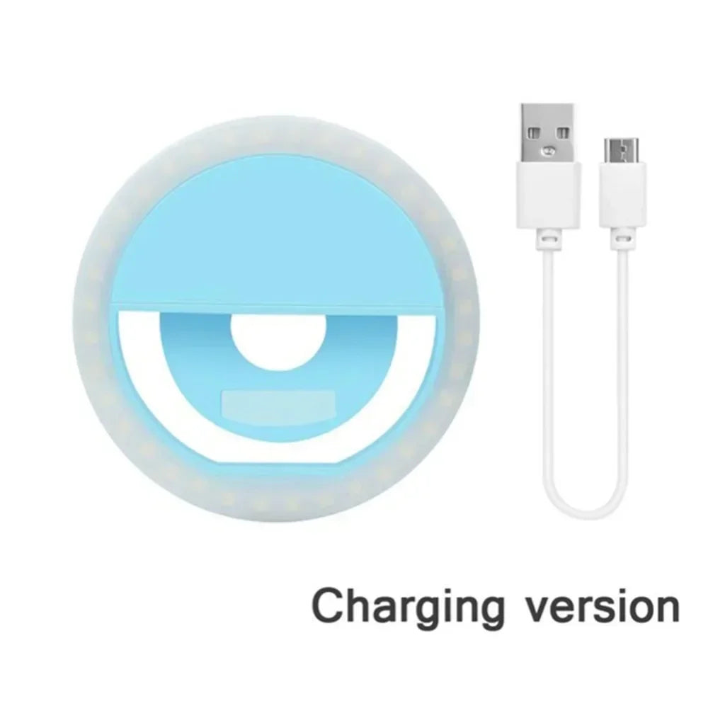 LED Selfie Ring Light Mobile Phone Clip-On Lamp Portable USB Charge LED Selfie Light Ins Flash Light Photo Camera For Smartphone