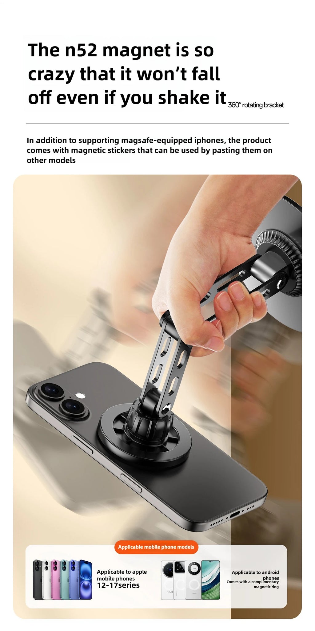 Universal Strong Magnetic Metal Desktop Mobile Phone Holder Stand Rotatable Stable Desk Lazy Holder for IPhone 17 16 Pro Max