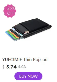 YUECIMIE Gold Thin Pop Up ID RFID Card Holder For Man Slim Men's Card Wallet RFID Creative Credit Card Case For Women Female