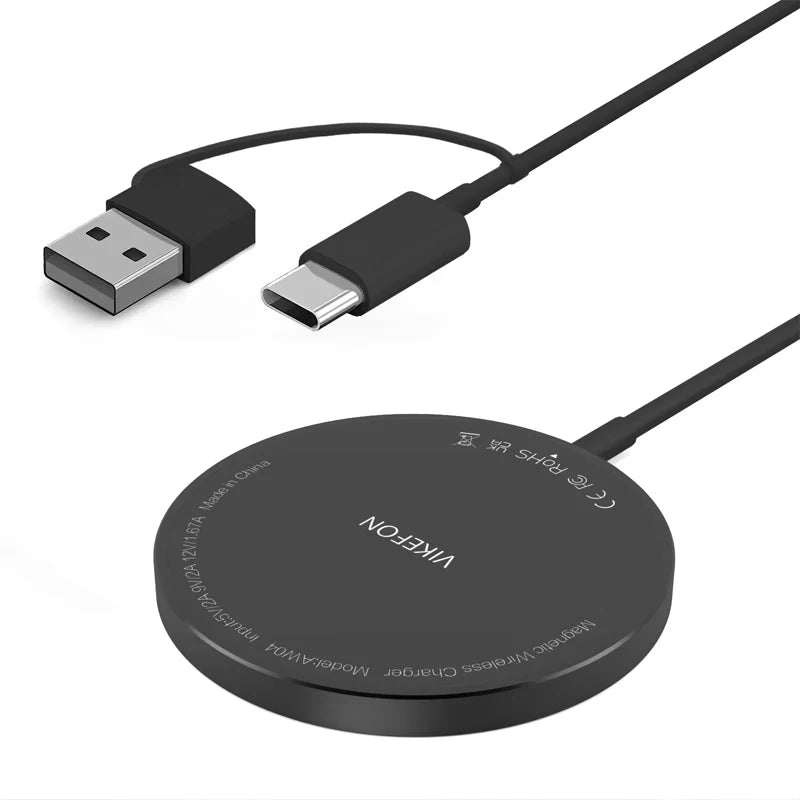 Magnetic Wireless Fast Charger Dual USB Port Mini Charging Pad For iPhone 17 16 15 14 13 12 Pro Max Universal Phone Accessory