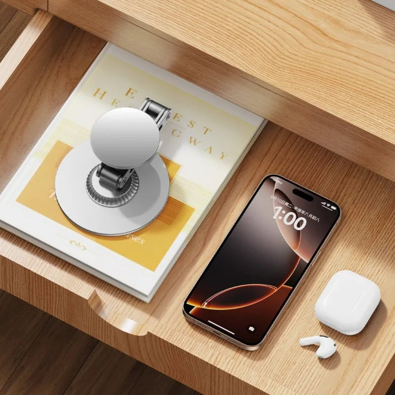 Universal Strong Magnetic Metal Desktop Mobile Phone Holder Stand Rotatable Stable Desk Lazy Holder for IPhone 17 16 Pro Max