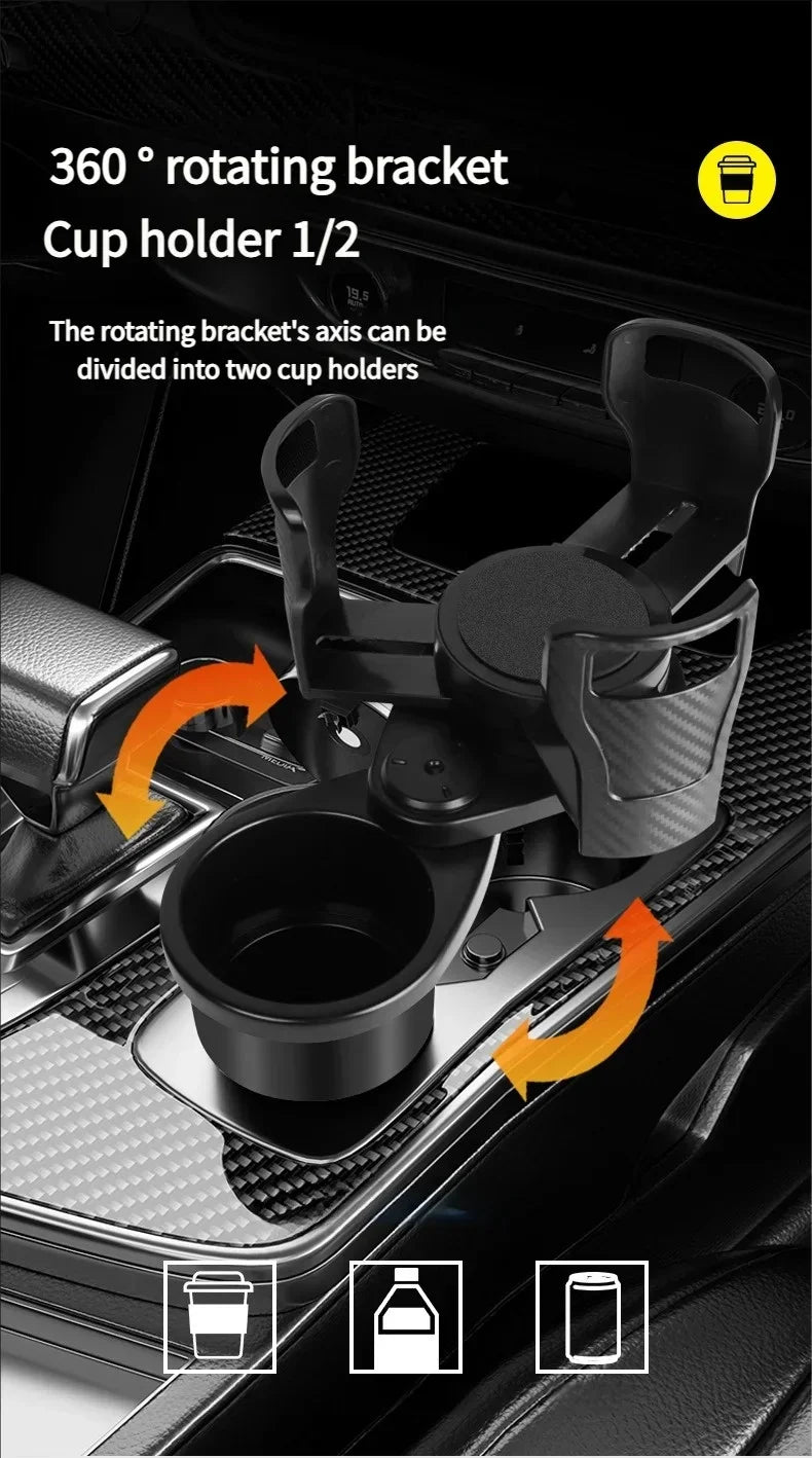 Adjustable Dual Car Cup Holder Expander with Phone Stand and Aromatherapy Organizer Multifunctional Adapter for Vehicle Interior