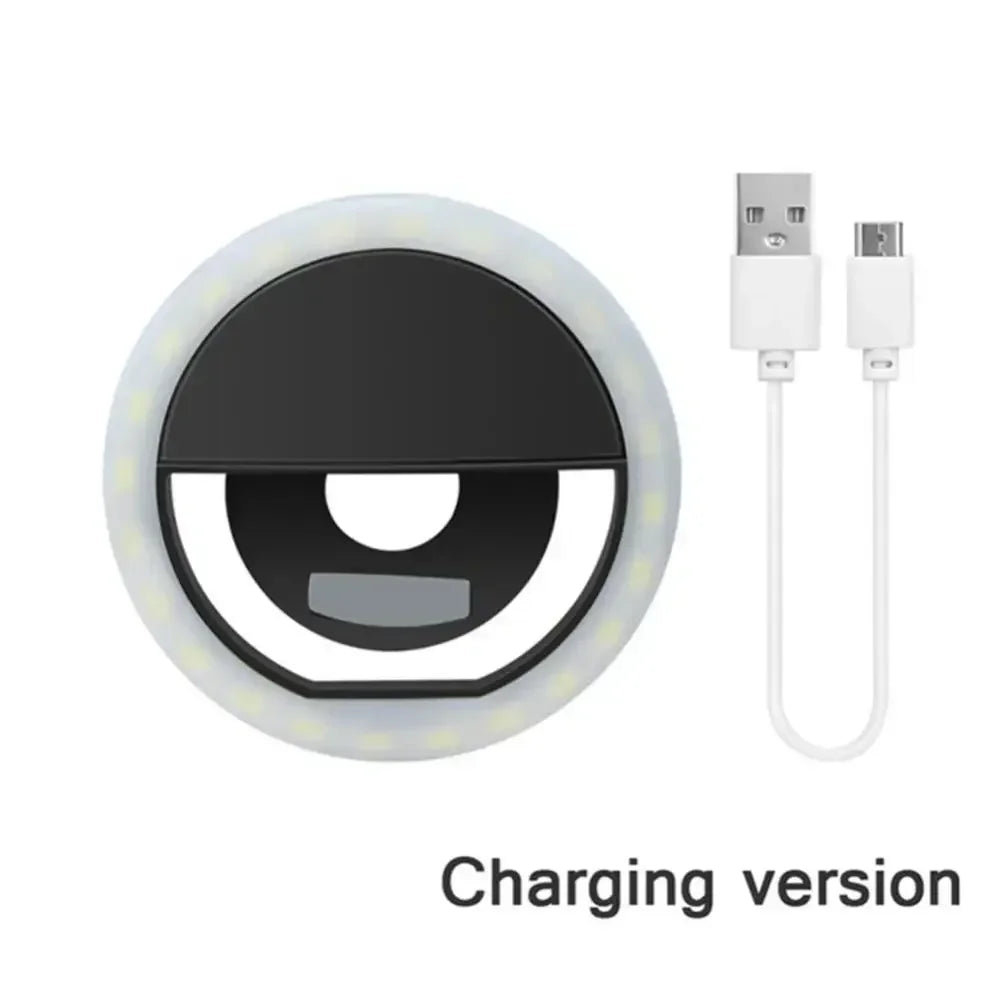 LED Selfie Ring Light Mobile Phone Clip-On Lamp Portable USB Charge LED Selfie Light Ins Flash Light Photo Camera For Smartphone