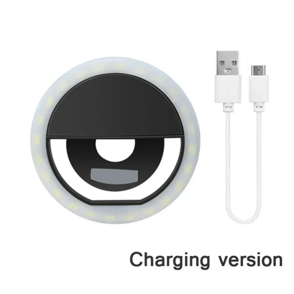 LED Selfie Ring Light Mobile Phone Clip-On Lamp Portable USB Charge LED Selfie Light Ins Flash Light Photo Camera For Smartphone