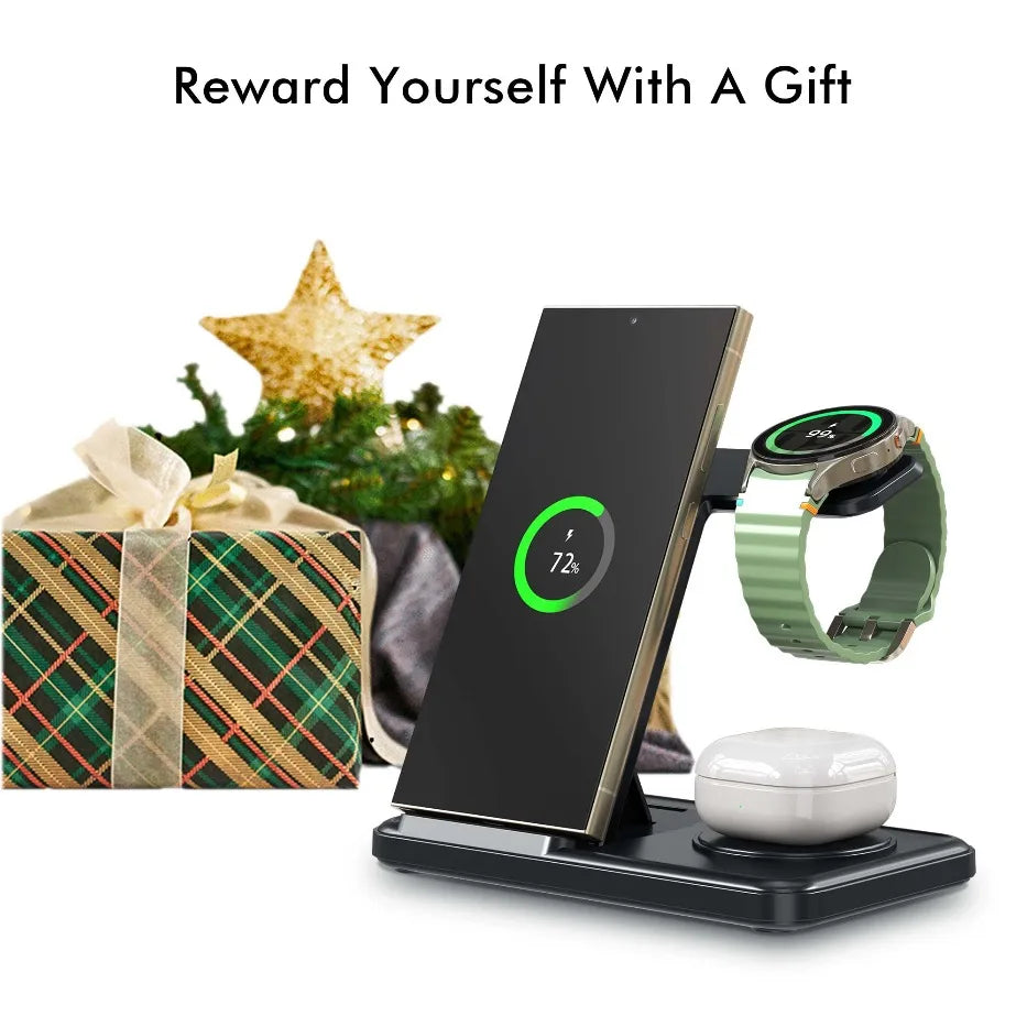 3 in 1 Foldable Wireless Charger Stand For Samsung S24 S23 S22 Galaxy Watch 8 7 6 5 4 Active 1 2 Buds Pro Fast Charging Station