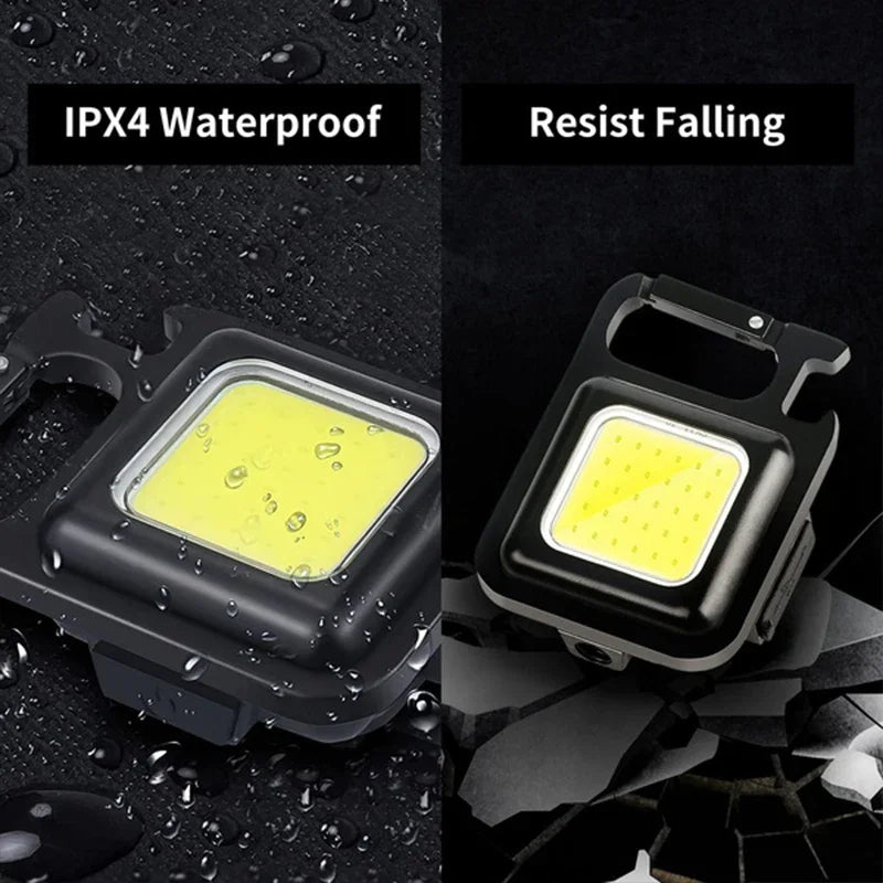 Portable Keychain Light Mini Multifunctional Camping Flashlight USB Rechargeable Work LED Bright COB Pocket Clip Lantern 1-10Pcs