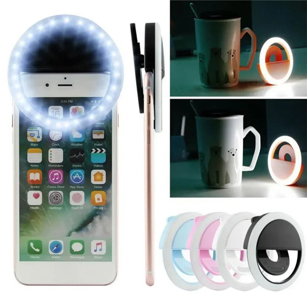 LED Selfie Ring Light Mobile Phone Clip-On Lamp Portable USB Charge LED Selfie Light Ins Flash Light Photo Camera For Smartphone