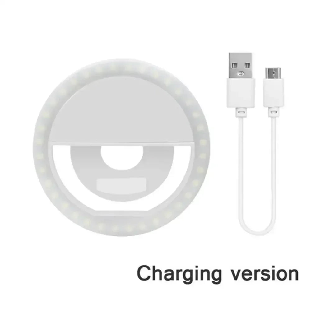 LED Selfie Ring Light Mobile Phone Clip-On Lamp Portable USB Charge LED Selfie Light Ins Flash Light Photo Camera For Smartphone