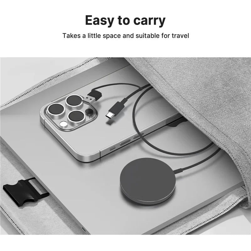 Magnetic Wireless Fast Charger Dual USB Port Mini Charging Pad For iPhone 17 16 15 14 13 12 Pro Max Universal Phone Accessory