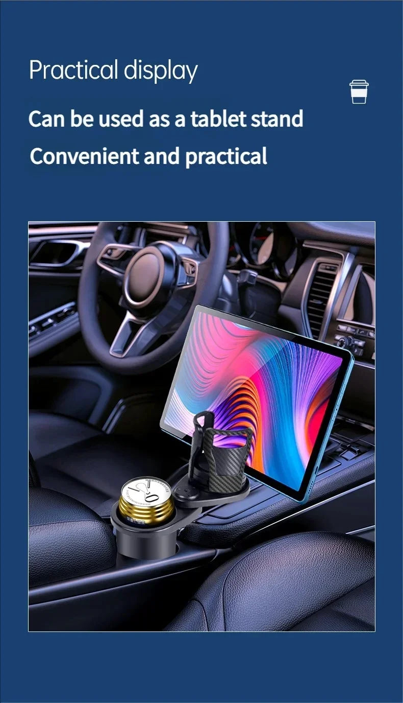 Adjustable Dual Car Cup Holder Expander with Phone Stand and Aromatherapy Organizer Multifunctional Adapter for Vehicle Interior