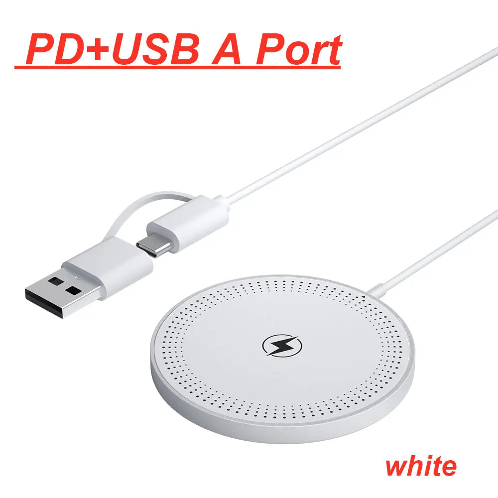 Magnetic Wireless Fast Charger Dual USB Port Mini Charging Pad For iPhone 17 16 15 14 13 12 Pro Max Universal Phone Accessory