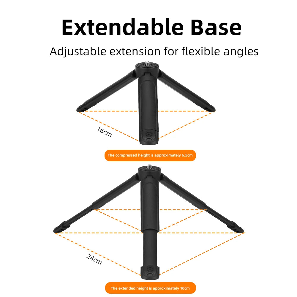 Extendable Mini Tripod For With 1/4 Inch Screw Stand Compatible With Phone Clip And Other