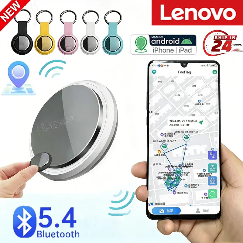 Lenovo Bluetooth5.4 GPS Smart Tracker AirTag Anti-Lost Reminder Device Bag Elderly Kid Finder for Apple Android Tracking Locator