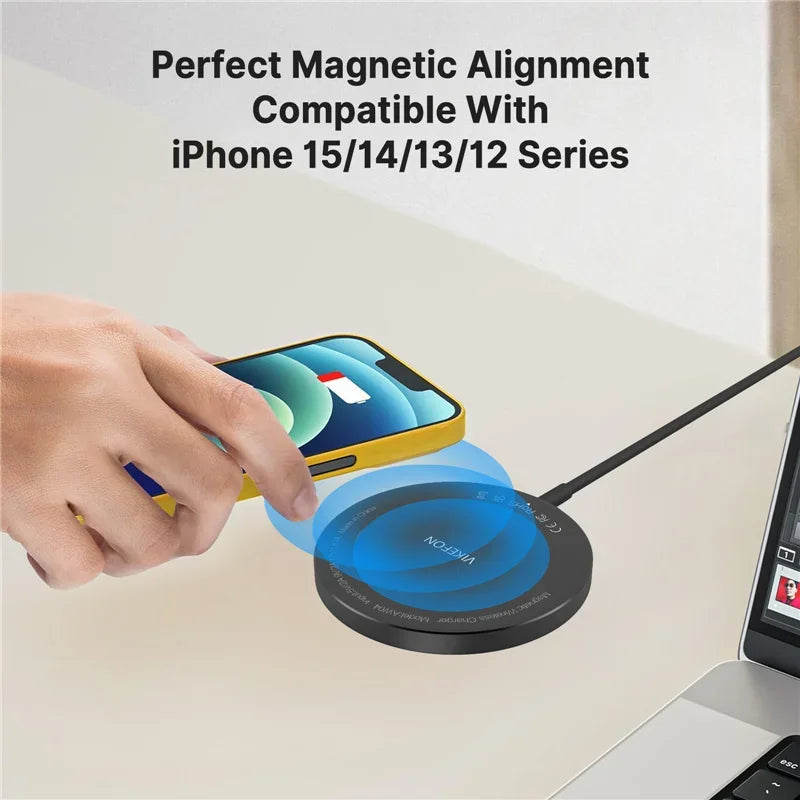 Magnetic Wireless Fast Charger Dual USB Port Mini Charging Pad For iPhone 17 16 15 14 13 12 Pro Max Universal Phone Accessory