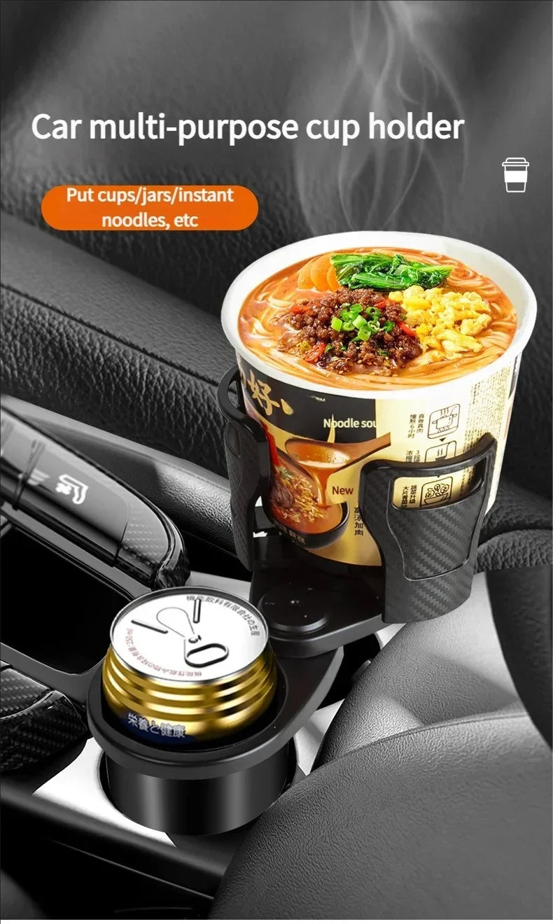 Adjustable Dual Car Cup Holder Expander with Phone Stand and Aromatherapy Organizer Multifunctional Adapter for Vehicle Interior