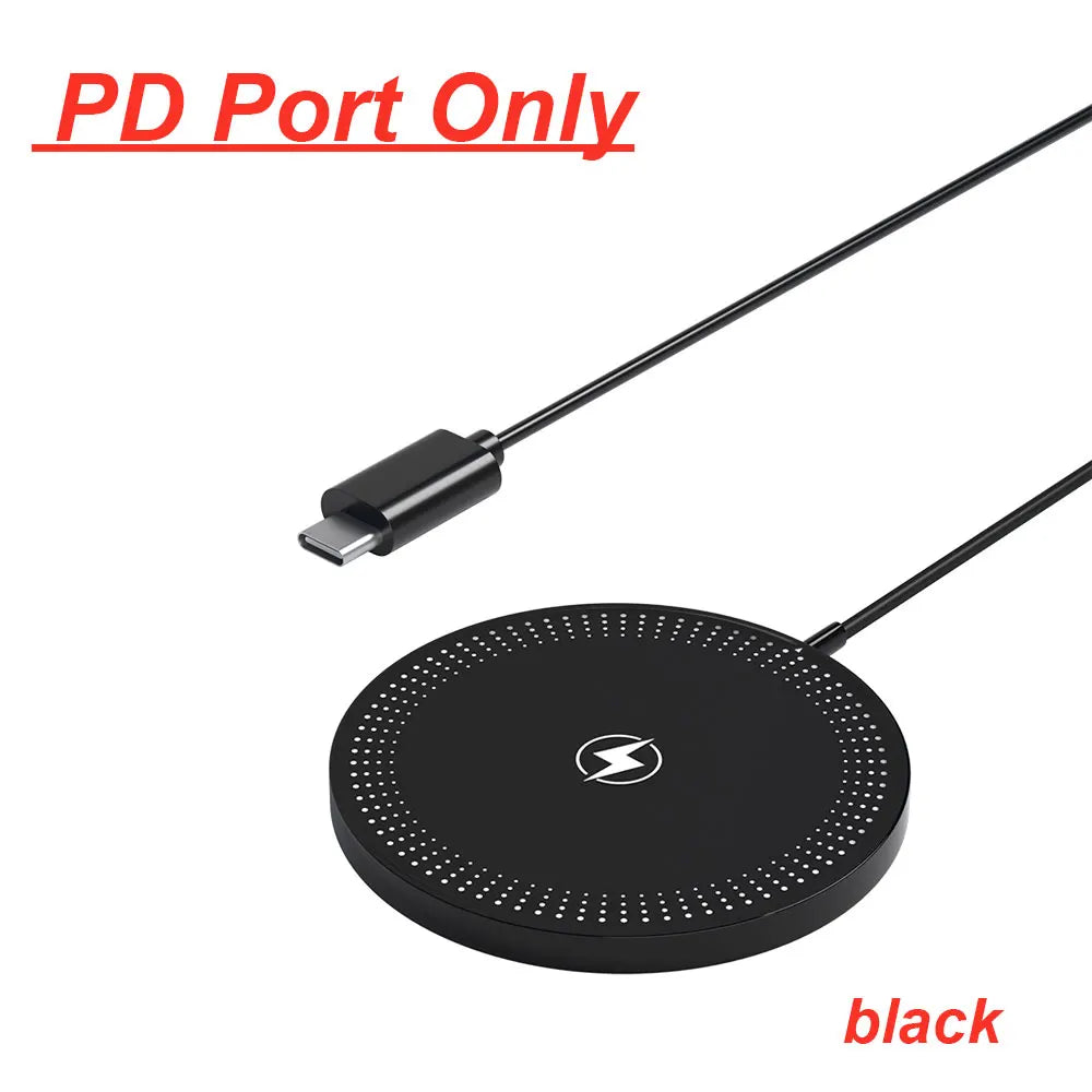 Magnetic Wireless Fast Charger Dual USB Port Mini Charging Pad For iPhone 17 16 15 14 13 12 Pro Max Universal Phone Accessory