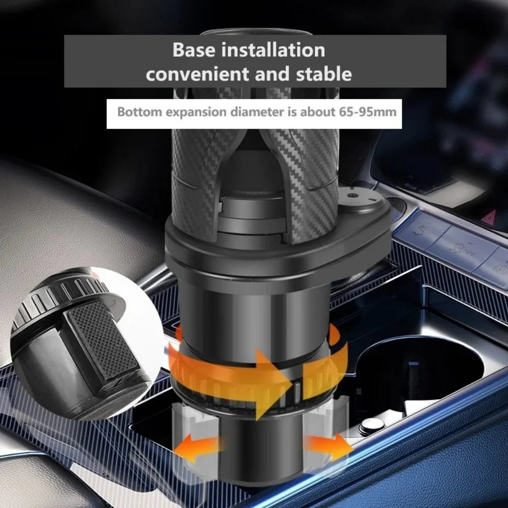 Adjustable Dual Car Cup Holder Expander with Phone Stand and Aromatherapy Organizer Multifunctional Adapter for Vehicle Interior