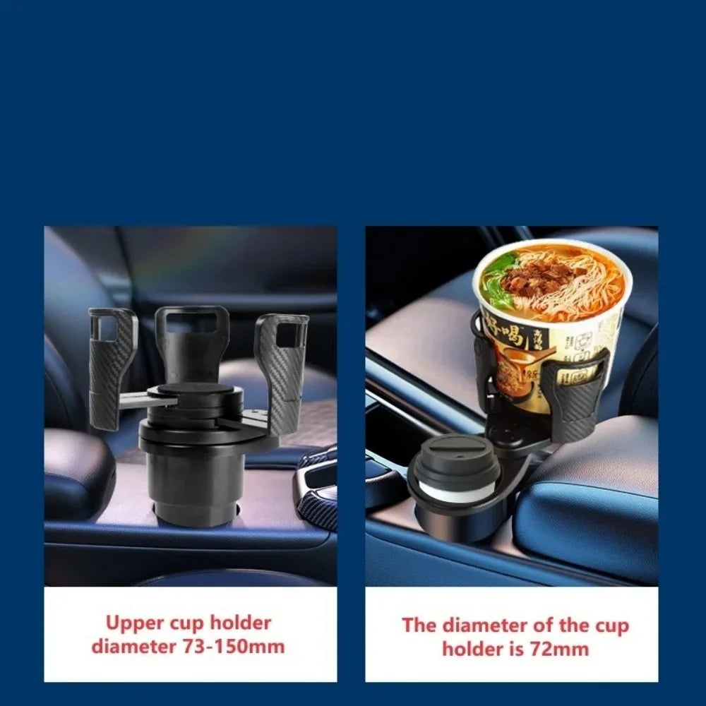 Adjustable Dual Car Cup Holder Expander with Phone Stand and Aromatherapy Organizer Multifunctional Adapter for Vehicle Interior