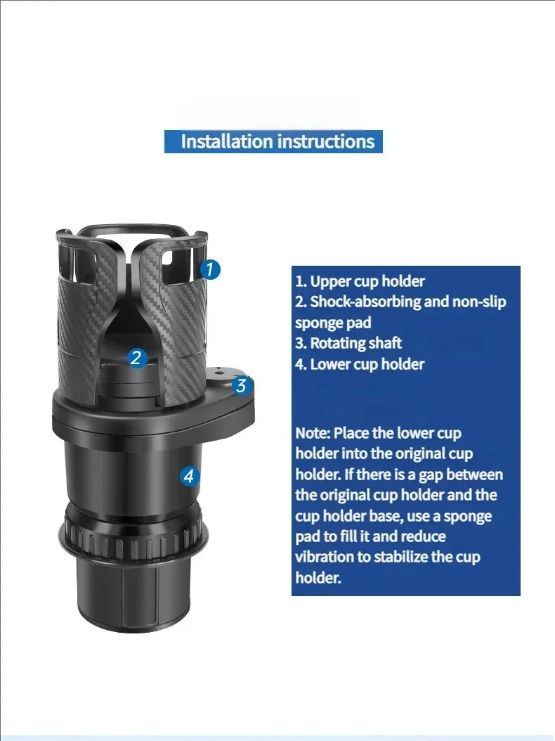 Adjustable Dual Car Cup Holder Expander with Phone Stand and Aromatherapy Organizer Multifunctional Adapter for Vehicle Interior
