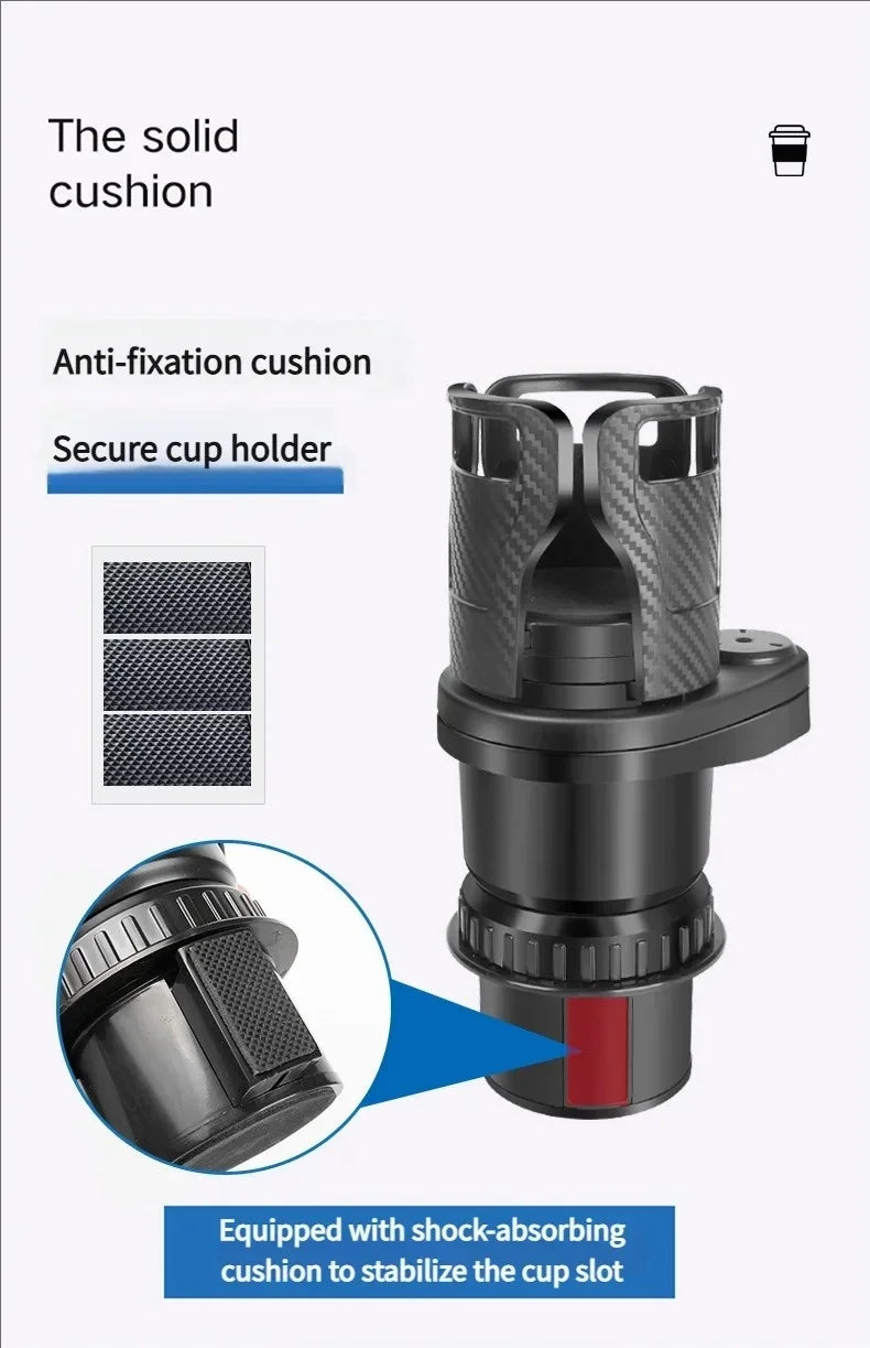 Adjustable Dual Car Cup Holder Expander with Phone Stand and Aromatherapy Organizer Multifunctional Adapter for Vehicle Interior