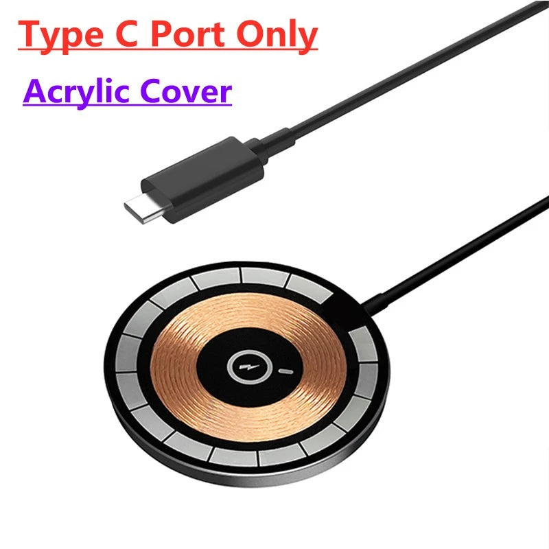 Magnetic Wireless Fast Charger Dual USB Port Mini Charging Pad For iPhone 17 16 15 14 13 12 Pro Max Universal Phone Accessory