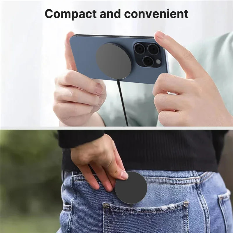 Magnetic Wireless Fast Charger Dual USB Port Mini Charging Pad For iPhone 17 16 15 14 13 12 Pro Max Universal Phone Accessory